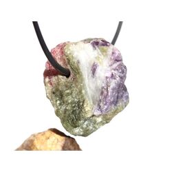 Wassermelonenturmalin mit Lepidolith Rohsteinform gebohrt - Raritt - Sonderqualitt - ca. 2,8 cm x 2,2 cm x 2,3 cm