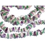 Amethyst-Bergkristall-Aventurin-Rosenquarz Splitterkette / Splitterhalskette - Sonderqualität - ca. 88 - 90 cm