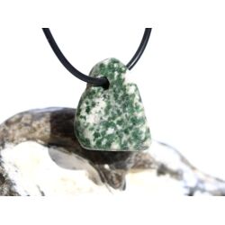 Prasem "Afrikanische Jade" Trommelstein / Schmuckstein gebohrt - ca. 2,4 cm x 1,8 cm x 1,8 cm