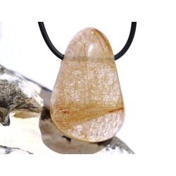 Rutilquarz gold XXL Trommelstein / Schmuckstein gebohrt - AA-Sonderqualitt - ca. 3,9 cm x 2,6 cm x 1,7 cm