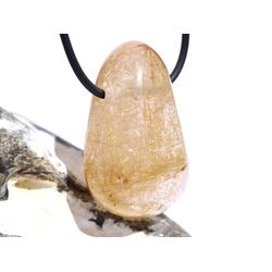 Rutilquarz gold XXL Trommelstein / Schmuckstein gebohrt - AA-Sonderqualitt - ca. 3,9 cm x 2,6 cm x 1,7 cm