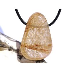 Rutilquarz gold XXL Trommelstein / Schmuckstein gebohrt - AA-Sonderqualitt - ca. 3,9 cm x 2,6 cm x 1,7 cm