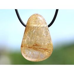 Rutilquarz gold XXL Trommelstein / Schmuckstein gebohrt - AA-Sonderqualitt - ca. 3,9 cm x 2,6 cm x 1,7 cm