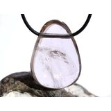 Rauchquarz hell XXL Trommelstein / Scheibenstein gebohrt...