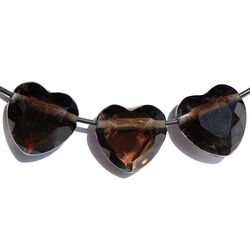 Rauchquarz dunkel Herz facettiert Schmuckstein gebohrt - AA-Sonderqualitt - ca. 2,5 cm x 2,5 cm x 1,2 cm