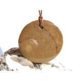 Ammonit in Matrix - XXL Schmuckstein Cabochon / Scheibenstein gebohrt - ca. 4 cm x 4 cm x 0,8 cm