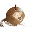 Ammonit in Matrix - XXL Schmuckstein Cabochon / Scheibenstein gebohrt - ca. 4 cm x 4 cm x 0,8 cm