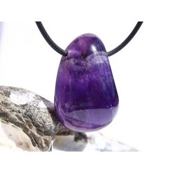 Amethyst dunkel Trommelstein / Schmuckstein gebohrt - schne Qualitt - ca. 3,3 cm x 2,2 cm x 1,4 cm