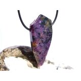 Charoit XXL Schmuckstein / Scheibenstein gebohrt - schöne Qualität - Rarität - Handarbeit - ca. 4,7 cm x 2,3 cm x 0,9 cm