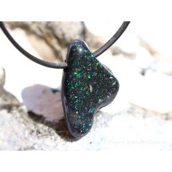 Honduras-Opal (Blackopal) Trommelstein gebohrt - Sonderqualitt - Raritt - ca. 2,8 cm x 1,9 cm x 1 cm (Fairer Handel / GKS)