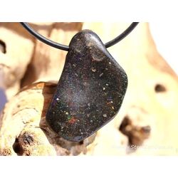 Honduras-Opal (Blackopal) Trommelstein gebohrt - Sonderqualitt - Raritt - ca. 3,3 cm x 2,5 cm x 0,8 cm (Fairer Handel / GKS)