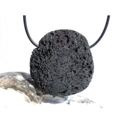 Lava schwarz XXL Scheibenstein gebohrt - ca. 4,2 cm x 4 cm x 1 cm