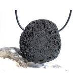 Lava schwarz XXL Scheibenstein gebohrt - ca. 4,2 cm x 4 cm x 1 cm