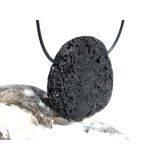 Lava schwarz XXL Scheibenstein gebohrt - ca. 4,2 cm x 4 cm x 1 cm