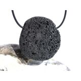Lava schwarz XXL Scheibenstein gebohrt - ca. 4,2 cm x 4 cm x 1 cm