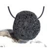 Lava schwarz XXL Scheibenstein gebohrt - ca. 4,2 cm x 4 cm x 1 cm