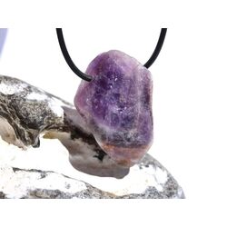 Chevron-Amethyst (Amethystquarz) XL Rohsteinform angetrommelt, gebohrt - ca. 3,9 cm x 2,5 cm x 2 cm