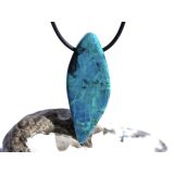 Chrysokoll XXL Schmuckstein / Scheibenstein gebohrt - AA-Sonderqualität - Handarbeit - ca. 5,3 cm x 2 cm x 0,9 cm