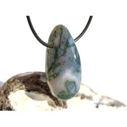 Moosachat grn XXL Schmuckstein / Trommelstein gebohrt - Sonderqualitt - ca. 4,1 cm x 2 cm x 1,3 cm
