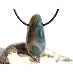 Moosachat grn XXL Schmuckstein / Trommelstein gebohrt - Sonderqualitt - ca. 4,1 cm x 2 cm x 1,3 cm