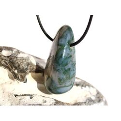 Moosachat grn XXL Schmuckstein / Trommelstein gebohrt - Sonderqualitt - ca. 4,1 cm x 2 cm x 1,3 cm