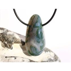 Moosachat grn XXL Schmuckstein / Trommelstein gebohrt - Sonderqualitt - ca. 4,1 cm x 2 cm x 1,3 cm