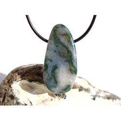 Moosachat grn XXL Schmuckstein / Trommelstein gebohrt - Sonderqualitt - ca. 4,1 cm x 2 cm x 1,3 cm