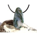 Moosachat grün XXL Schmuckstein / Trommelstein gebohrt - Sonderqualität - ca. 4,1 cm x 2 cm x 1,3 cm