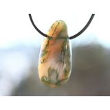 Moosachat grün XXL Schmuckstein / Trommelstein gebohrt - Sonderqualität - ca. 4,1 cm x 2 cm x 1,3 cm