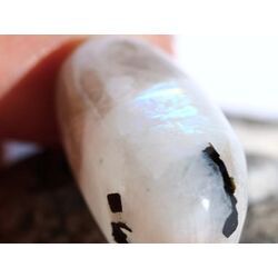 Regenbogenmondstein Schimmer XL Trommelstein gebohrt (Labradorit wei�) - Sonderqualit�t - ca. 3,6 cm x 1,8 cm x 1,6 cm