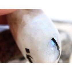 Regenbogenmondstein Schimmer XL Trommelstein gebohrt (Labradorit wei�) - Sonderqualit�t - ca. 3,6 cm x 1,8 cm x 1,6 cm