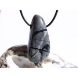 Picasso-Marmor XXL Trommelstein gebohrt - AA-Sonderqualität - ca. 4,4 cm x 2,2 cm x 1,9 cm