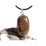 Stromatolith Trommelstein Anhänger Öse - ca. 3,6 cm x 1,7 cm x 1,5 cm - Sonderpreis wg. Makel -