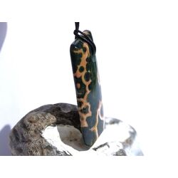 Ozeanachat XXXL Schmuckstein Cabochon gebohrt (Ozeanchalcedon / Ozeanjaspis) - Sonderqualitt - ca. 6 cm x 2,8 cm x 0,8 cm