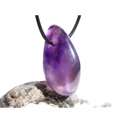 Chevron-Amethyst (Amethystquarz) XL Trommelstein / Schmuckstein gebohrt - Sonderqualitt - ca. 3,8 cm x 1,7 cm x 1,7 cm