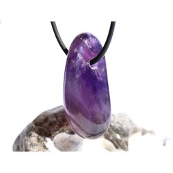 Chevron-Amethyst (Amethystquarz) XL Trommelstein / Schmuckstein gebohrt - Sonderqualitt - ca. 3,8 cm x 1,7 cm x 1,7 cm