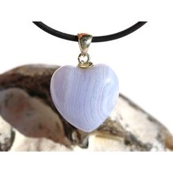 Chalcedon blau gebndert Herz Schmuckstein Cabochon - Silberse - Schmuckdose - Sonderqualitt - ca. 2,9 cm x 2 cm x 1,1 cm