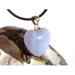Chalcedon blau gebndert Herz Schmuckstein Cabochon - Silberse - Schmuckdose - Sonderqualitt - ca. 2,9 cm x 2 cm x 1,1 cm