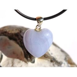 Chalcedon blau gebndert Herz Schmuckstein Cabochon - Silberse - Schmuckdose - Sonderqualitt - ca. 2,9 cm x 2 cm x 1,1 cm