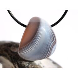 Achat braun-apricot-wei (Botswana) Trommelstein gebohrt - AA-Sonderqualitt - ca. 2,9 cm x 2,4 cm x 1,7 cm