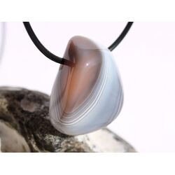 Achat braun-apricot-wei (Botswana) Trommelstein gebohrt - AA-Sonderqualitt - ca. 2,9 cm x 2,4 cm x 1,7 cm