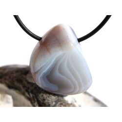 Achat braun-apricot-wei (Botswana) Trommelstein gebohrt - AA-Sonderqualitt - ca. 2,9 cm x 2,4 cm x 1,7 cm