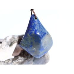 Lapislazuli / Fleck-Lapis XL Schmuckstein gebohrt - ca. 3,8 cm x 3,2 cm x 1,7 cm - inkl. Band -
