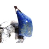 Lapislazuli / Fleck-Lapis XL Schmuckstein gebohrt - ca. 3,8 cm x 3,2 cm x 1,7 cm - inkl. Band -