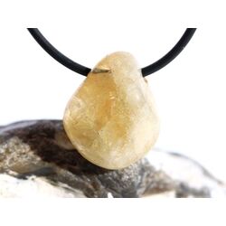 Citrin (gebr.) Trommelstein gebohrt - ca. 2,2 cm x 1,8 cm x 1,4 cm - Sonderpreis wg. Makel -
