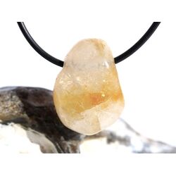 Citrin (gebr.) Trommelstein gebohrt - ca. 2,6 cm x 2 cm x 1,1 cm