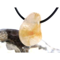 Citrin (gebr.) Trommelstein gebohrt - ca. 2,6 cm x 2 cm x 1,1 cm