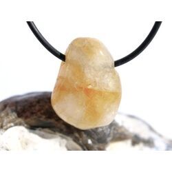 Citrin (gebr.) Trommelstein gebohrt - ca. 2,6 cm x 2 cm x 1,1 cm