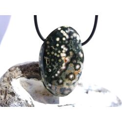 Ozeanachat XXL Schmuckstein / Trommelstein gebohrt (Ozeanchalcedon / Ozeanjaspis) - Sonderqualitt - ca. 4,4 cm x 2,8 cm x 1,2 cm