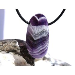 Chevron-Amethyst (Amethystquarz) XL Trommelstein gebohrt - Sonderqualitt - ca. 3,5 cm x 1,8 cm x 1 cm